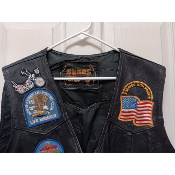 Harley Davidson Genuine Leather Bonus Motorcycle Biker Vest Patches Military 2XL - Picture 2 of 9